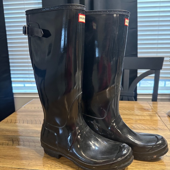 Hunter back adjustable black gloss rain boots - Picture 2 of 5